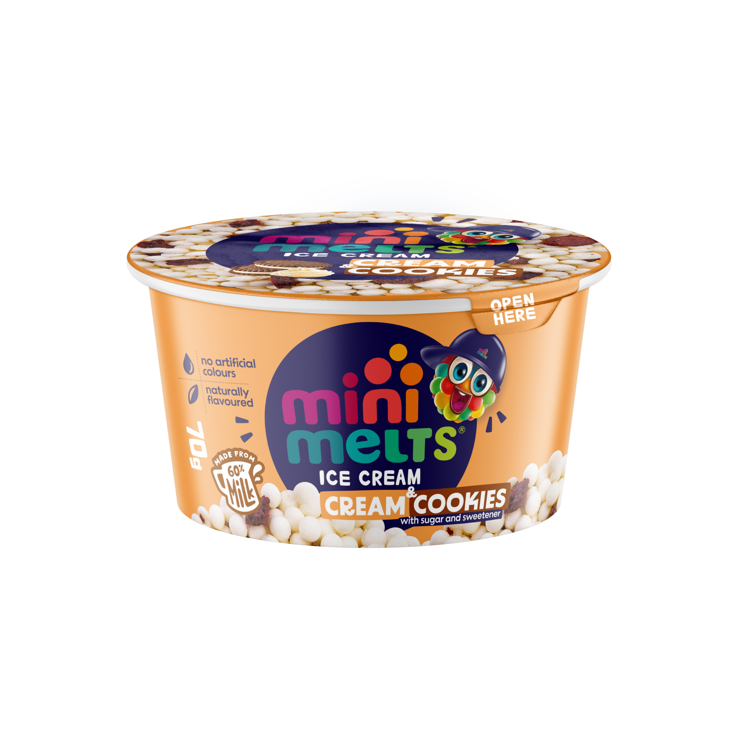 Biluțe de Înghețată Minimelts Slow Melt, vanilie - biscuiți