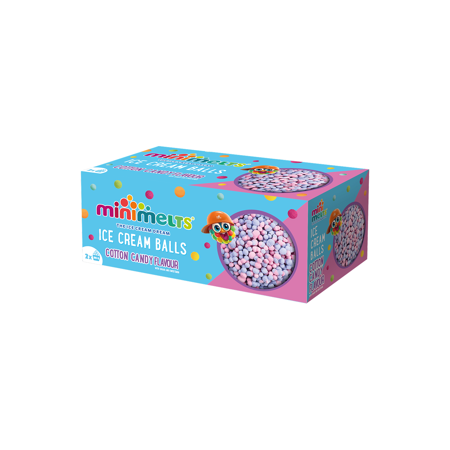Biluțe de Înghețată Minimelts Slow Melt, cotton candy, 2 x 50g