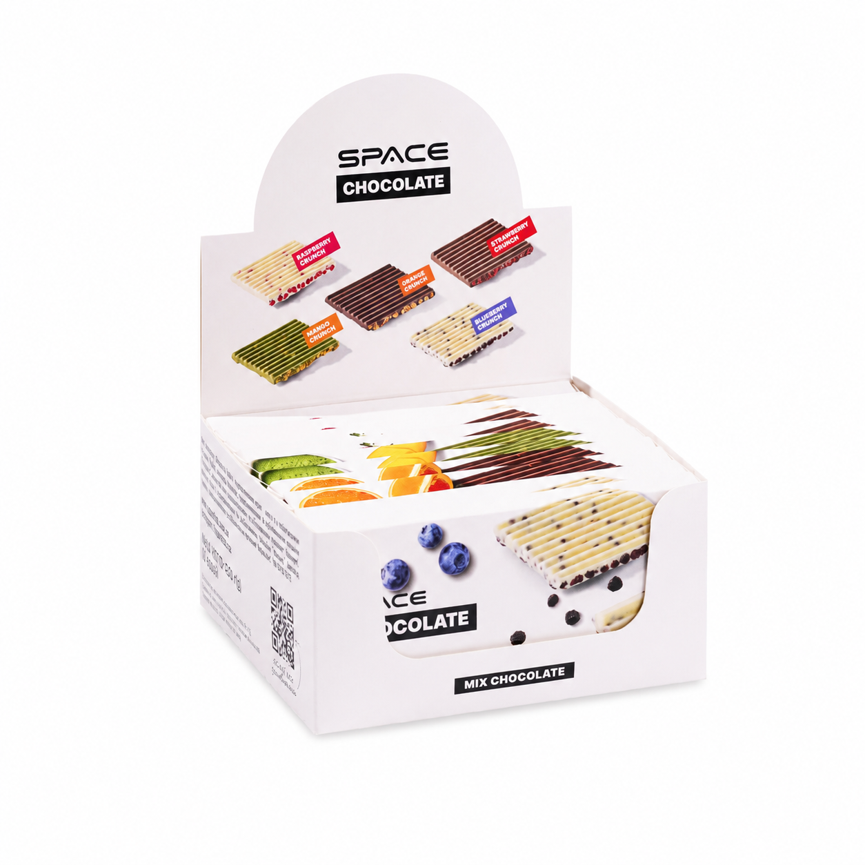 Cutie cu 10 ciocolate Space mix, cu fructe liofilizate crocante